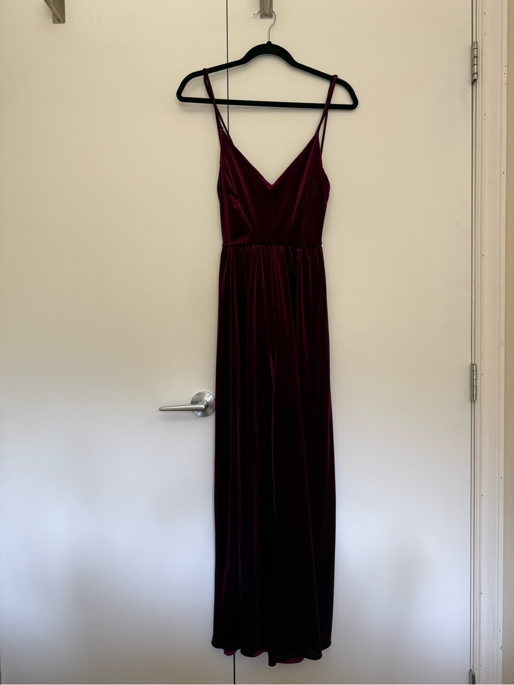 Burgundy Velvet Spaghetti-Strap Jumpsuit